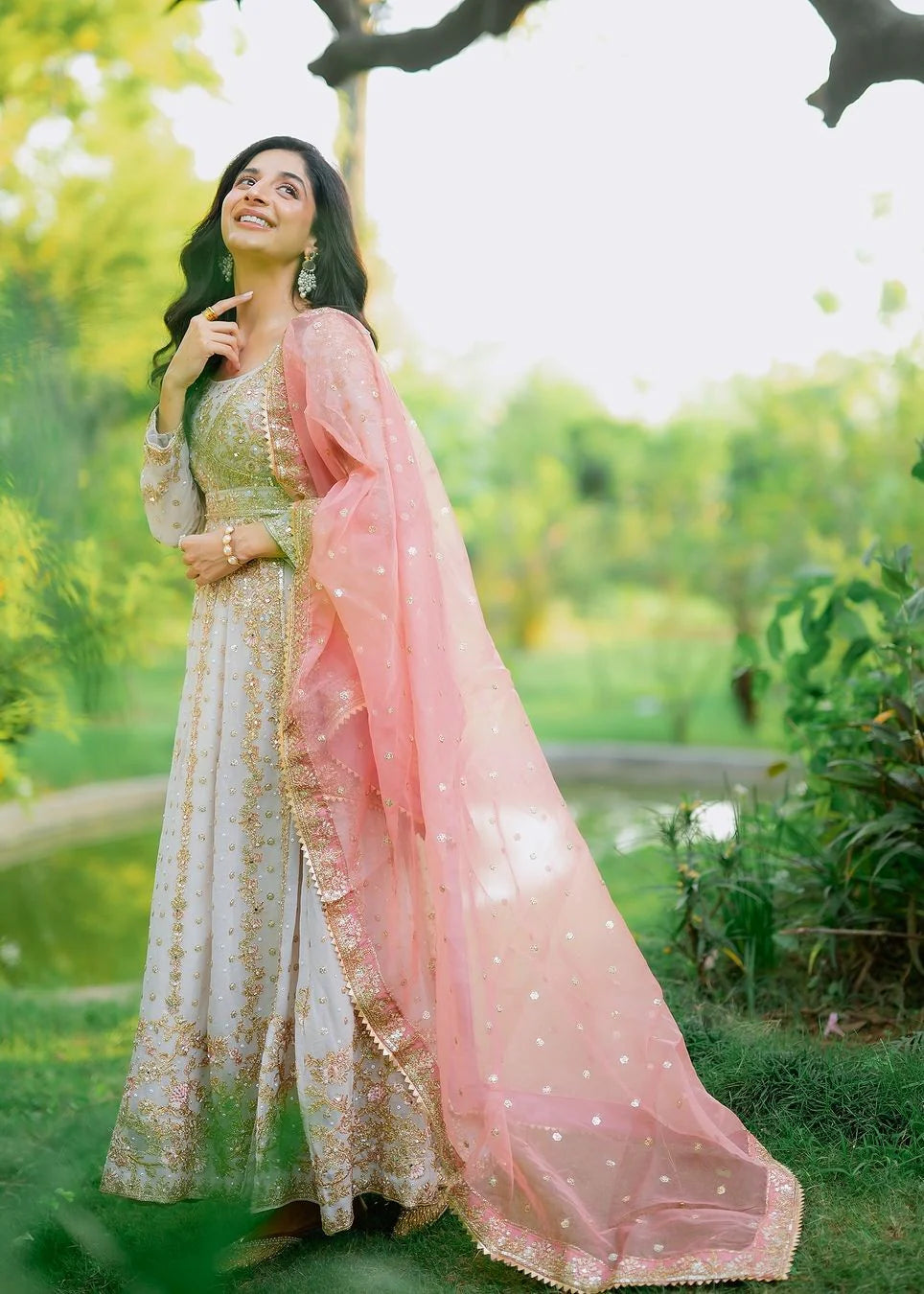 Long angrakha Chiffon Women's Dress