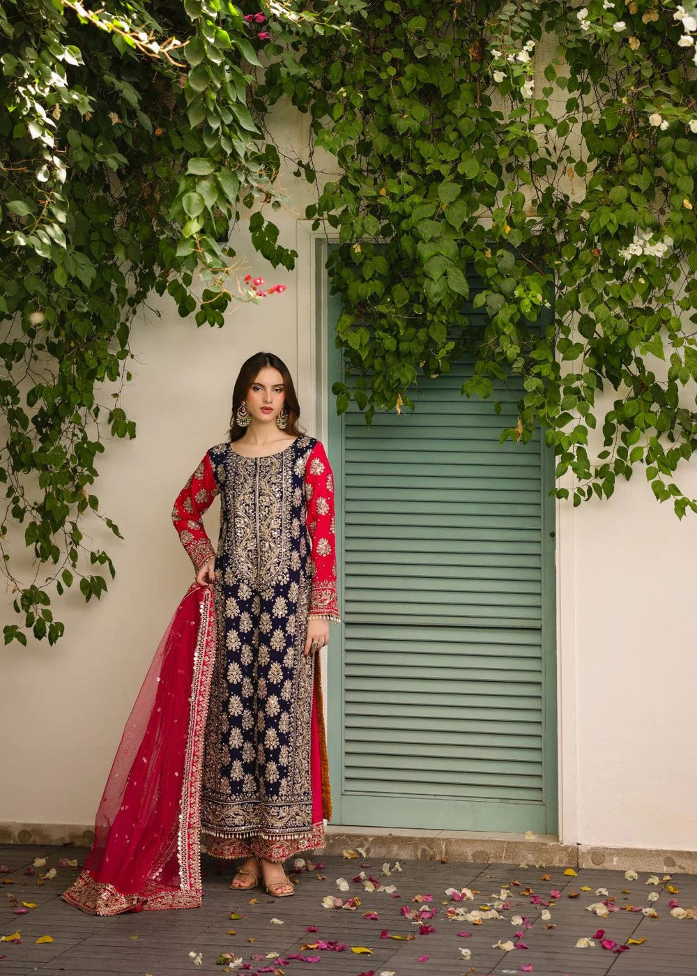 3 piece Chiffon Embroidered Raw Silk