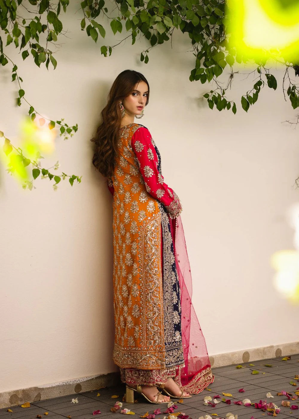 3 piece Chiffon Embroidered Raw Silk