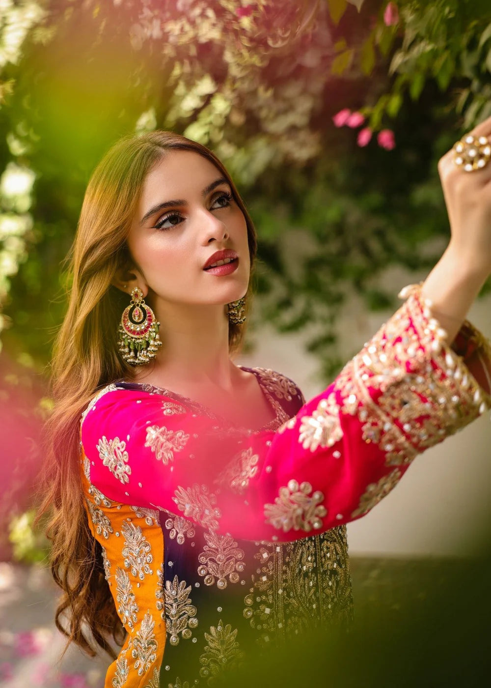 3 piece Chiffon Embroidered Raw Silk