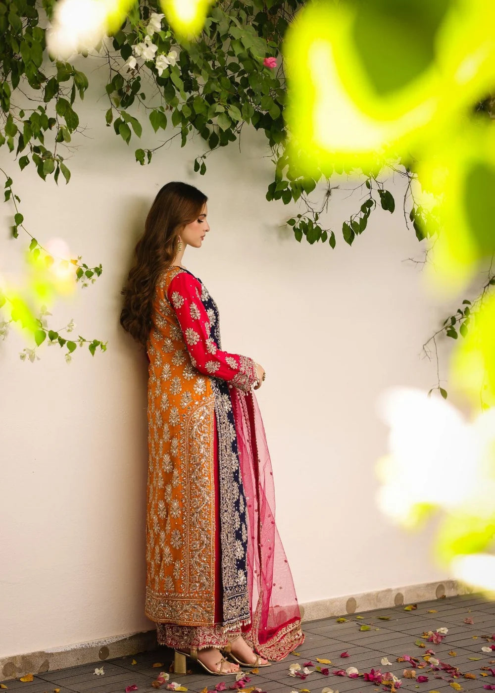 3 piece Chiffon Embroidered Raw Silk