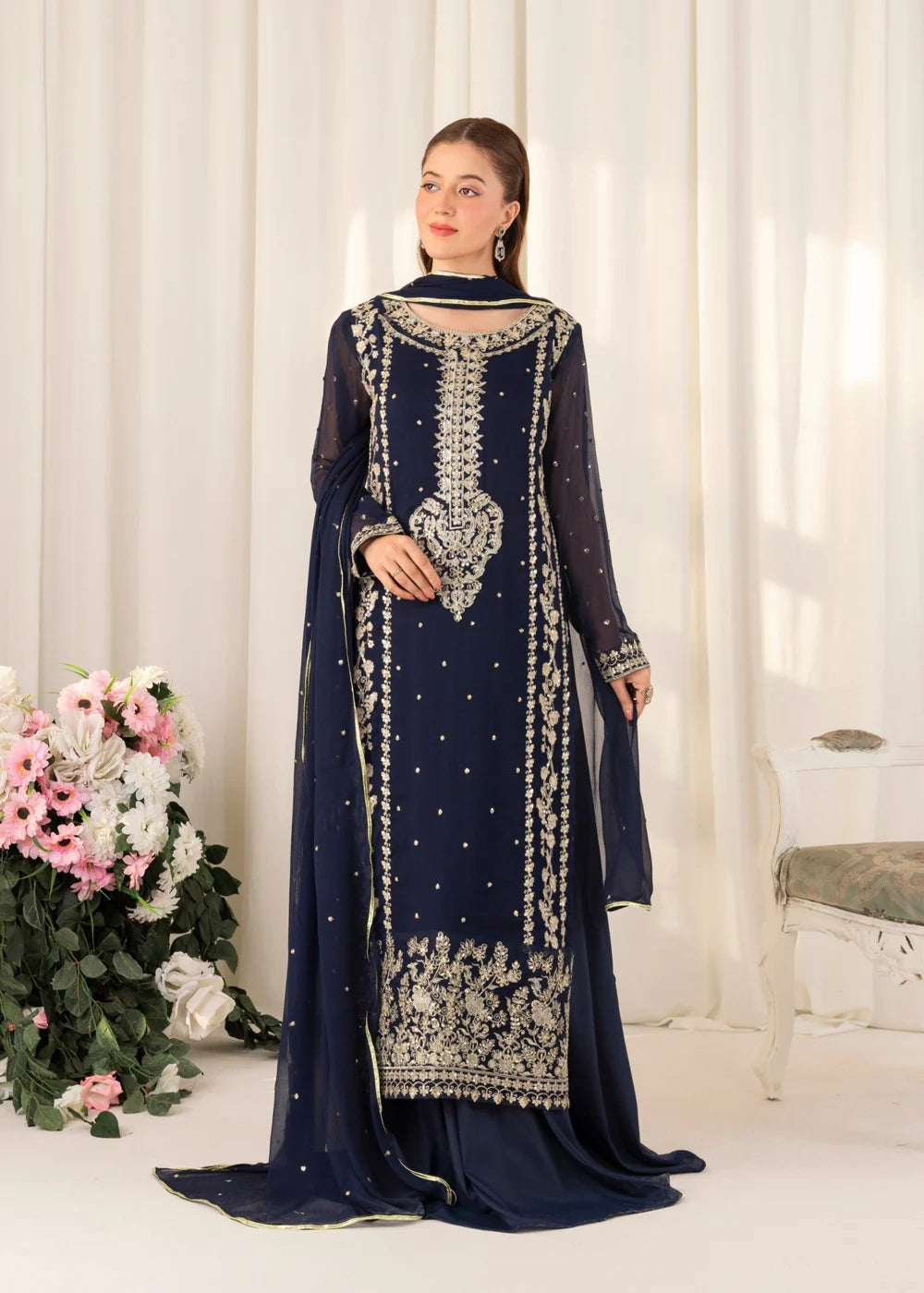 3-PC Chiffon Embroidered Women's Dress