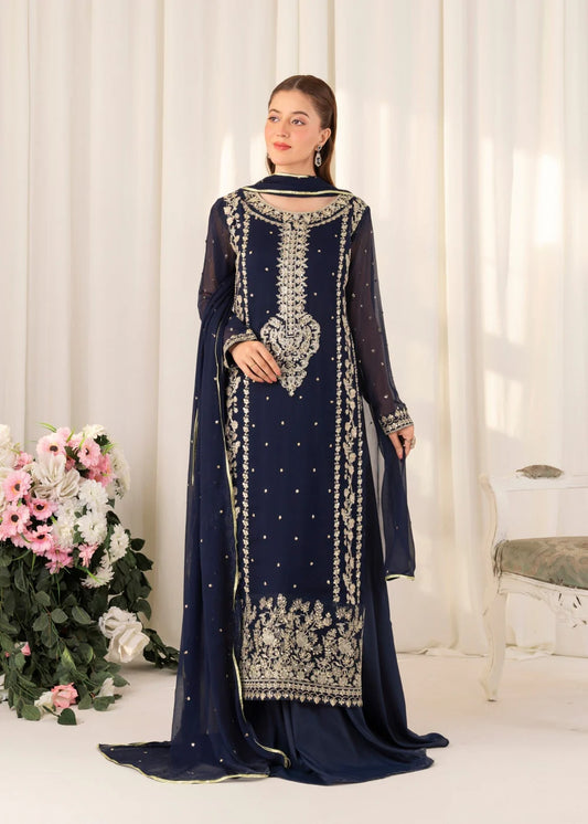 3-PC Chiffon Embroidered Women's Dress
