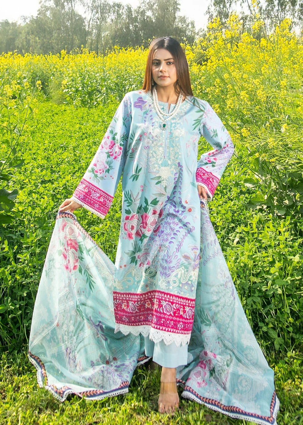 3 Piece Embroidered Women's Suit Summer Collection
