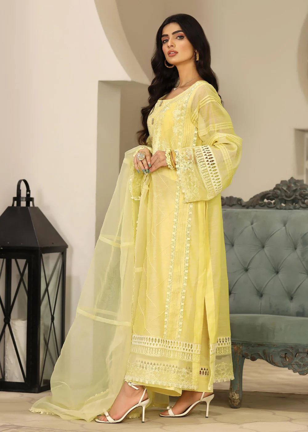 3-PC Cotton Embroidered Women's Suit