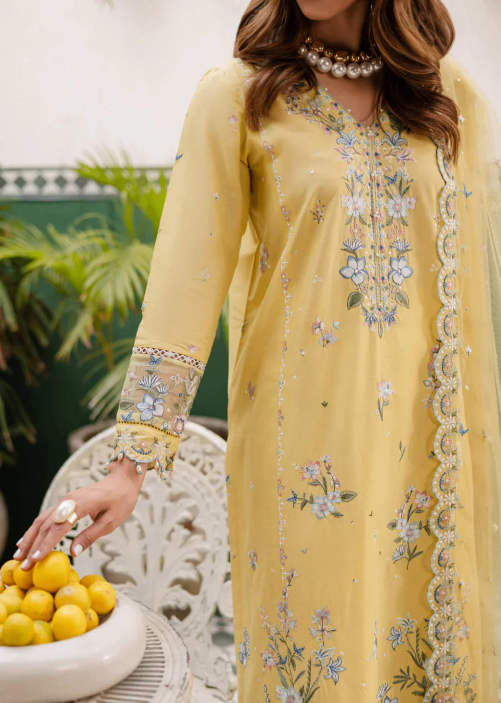3-PC Linen Embroidered Women's Suit