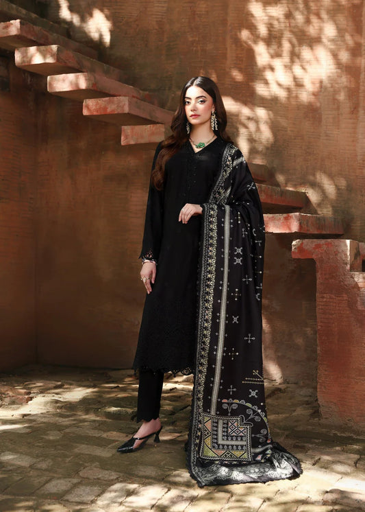 3PC Embroidered Shirt with Wool Dupatta Winter Wear Collection