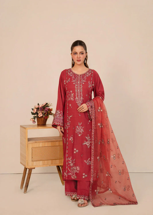 3 Piece Embroidered Women's Suit Winter Collection