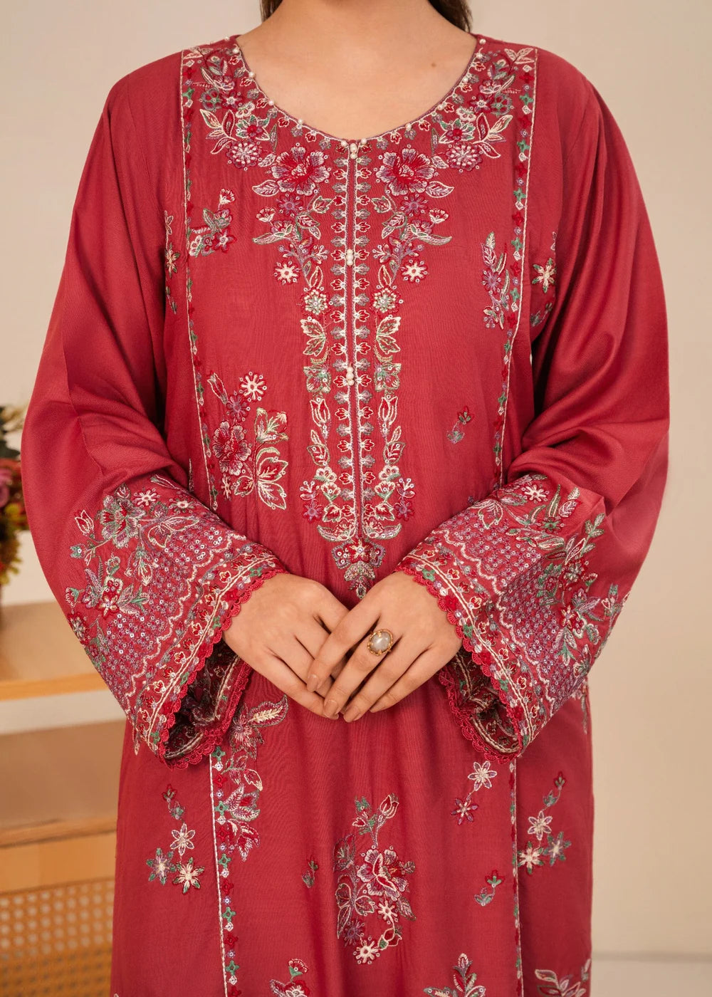 3 Piece Embroidered Women's Suit Winter Collection