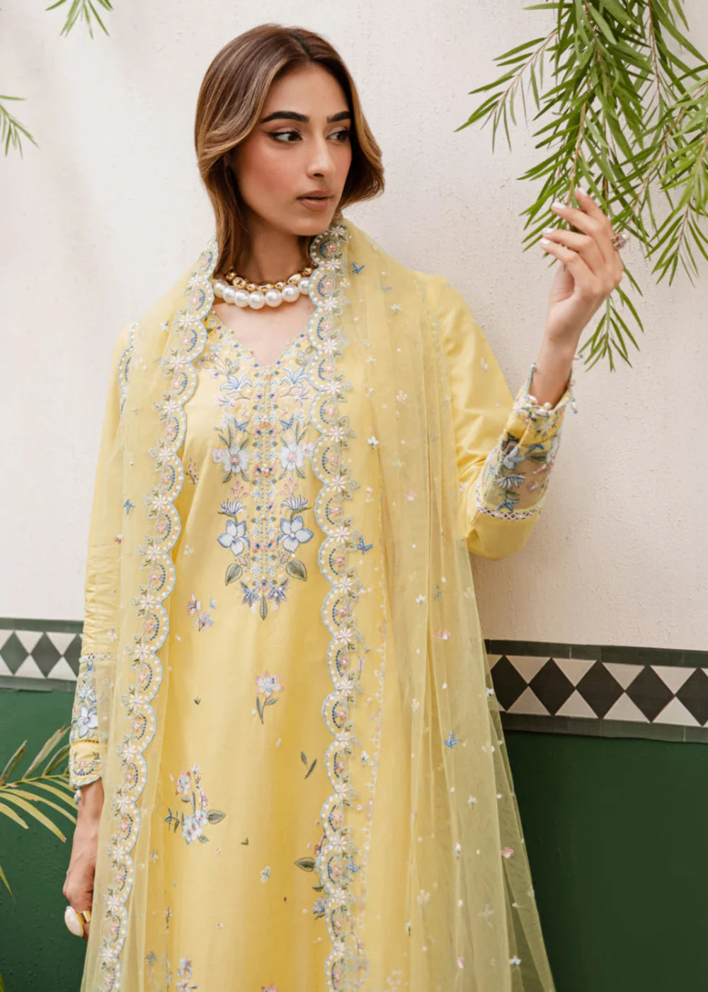 3-PC Linen Embroidered Women's Suit