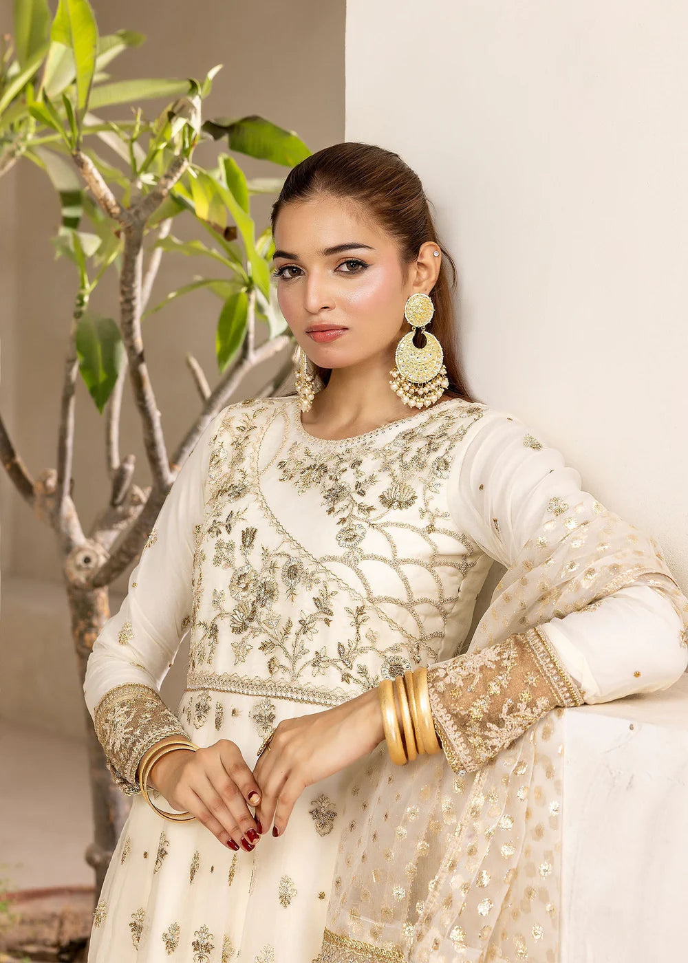 3PC Organza Embroidered Anarkali Frock with Organza Embroidered Dupatta