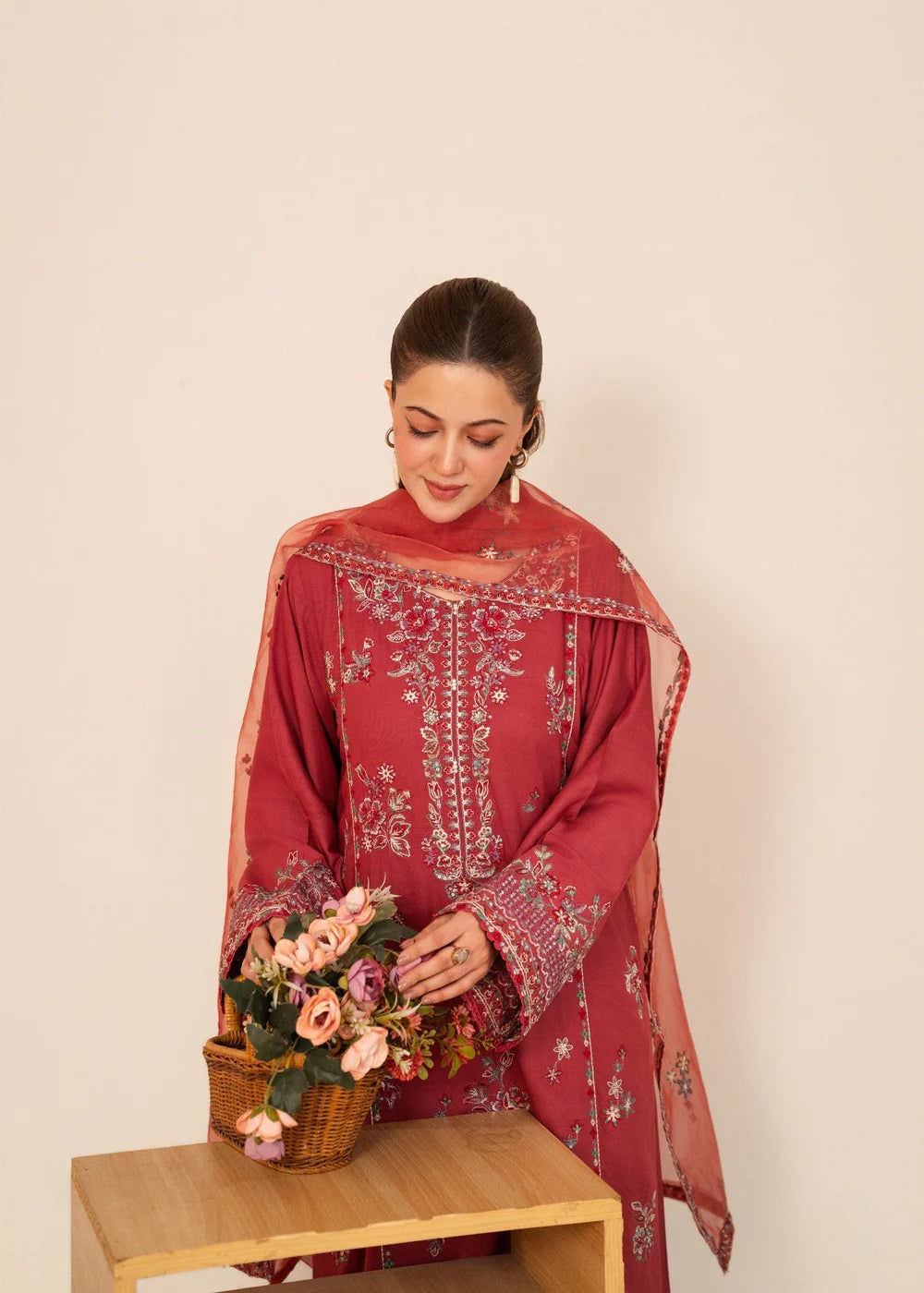 3 Piece Embroidered Women's Suit Winter Collection
