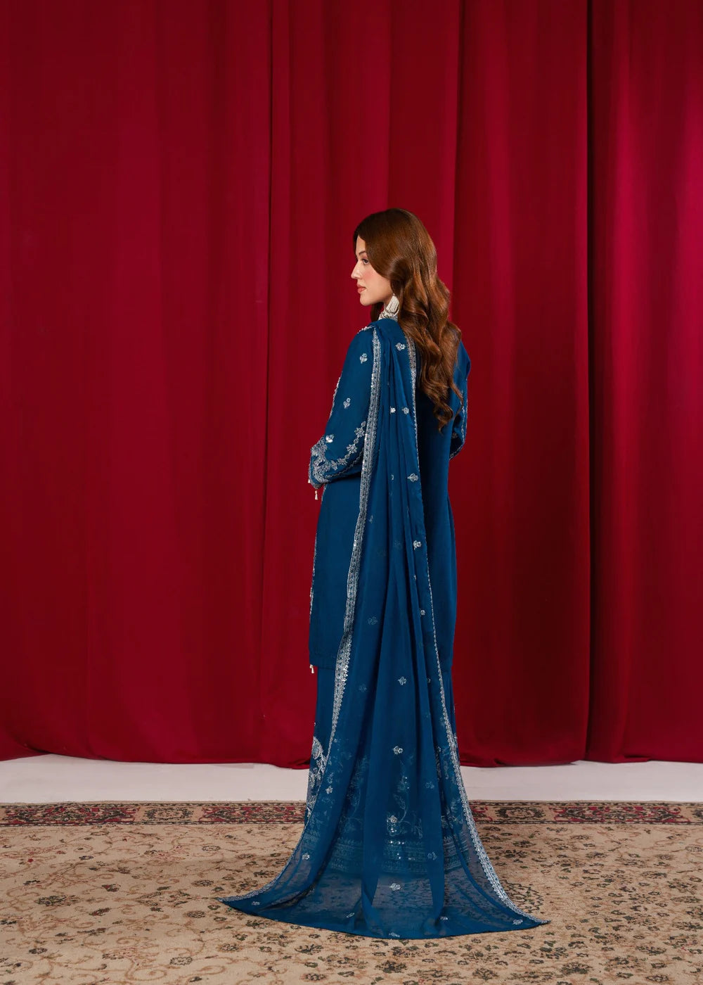 3-PC Chiffon Embroidered Women's Suit