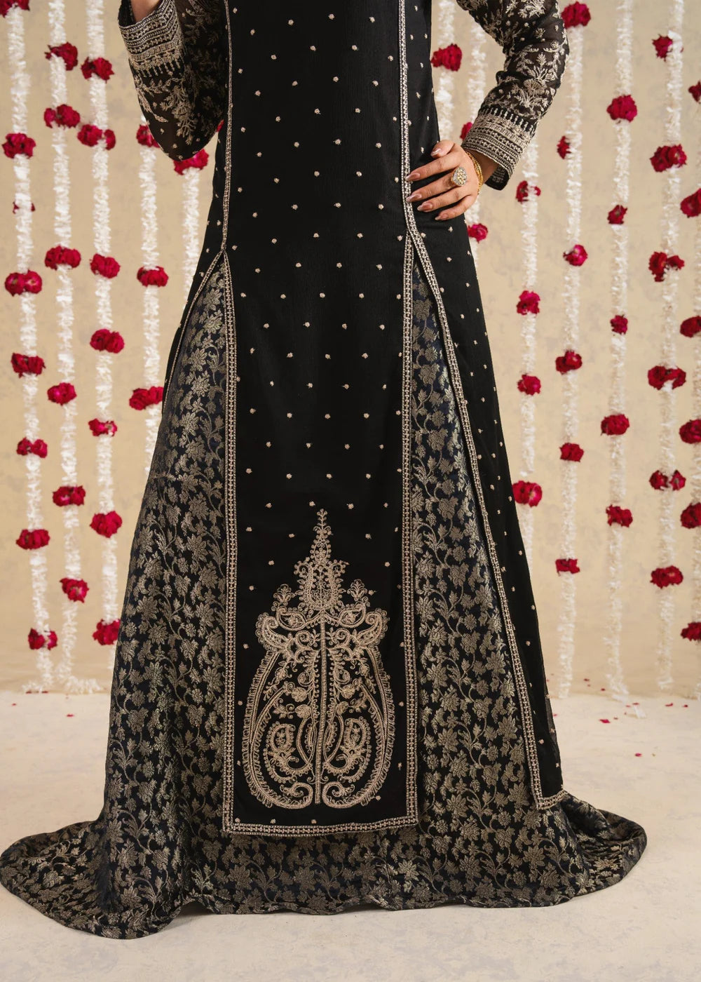 3-PC Chiffon Straight cut  Embroidered Pishwas Women's Dress