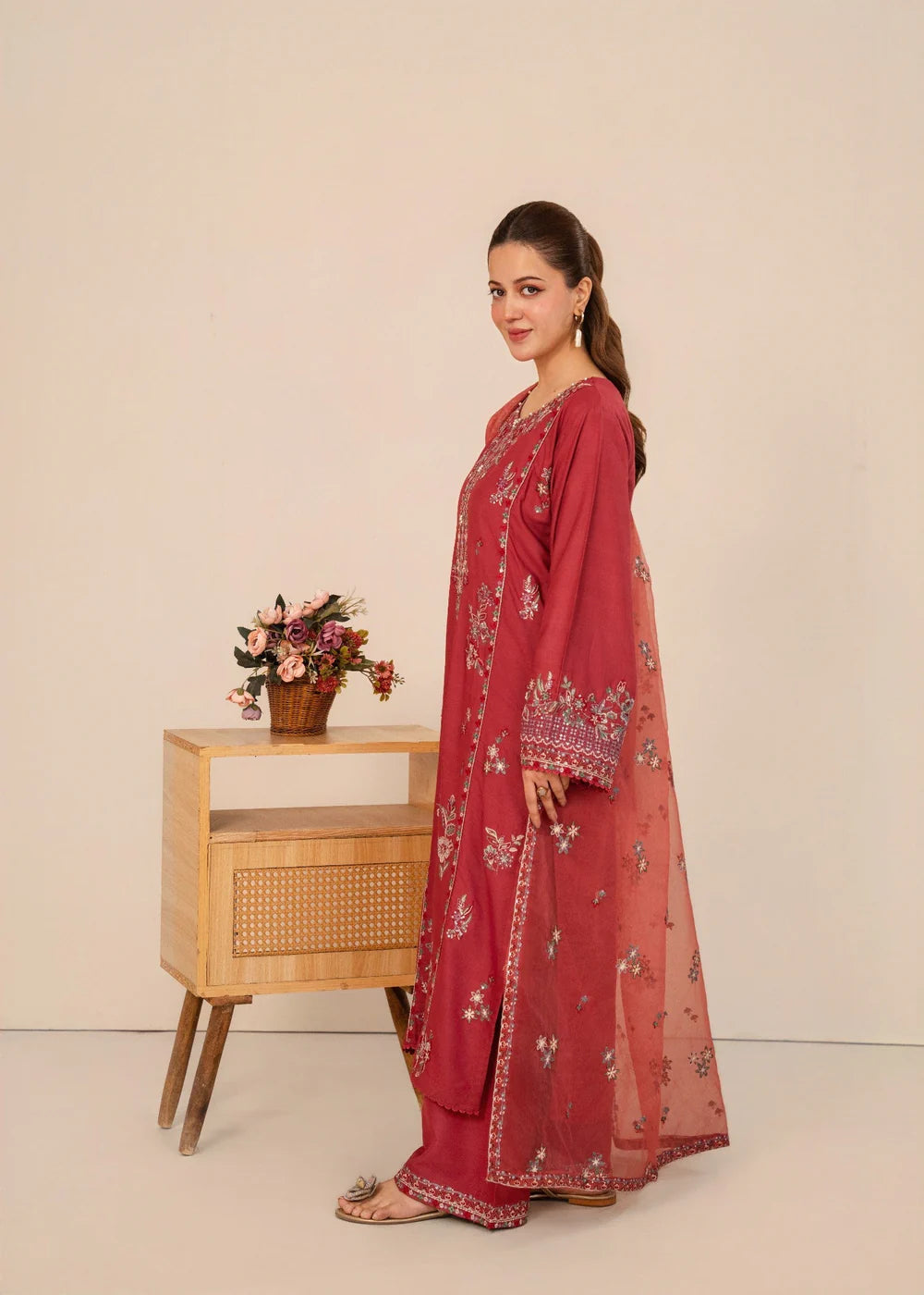 3 Piece Embroidered Women's Suit Winter Collection