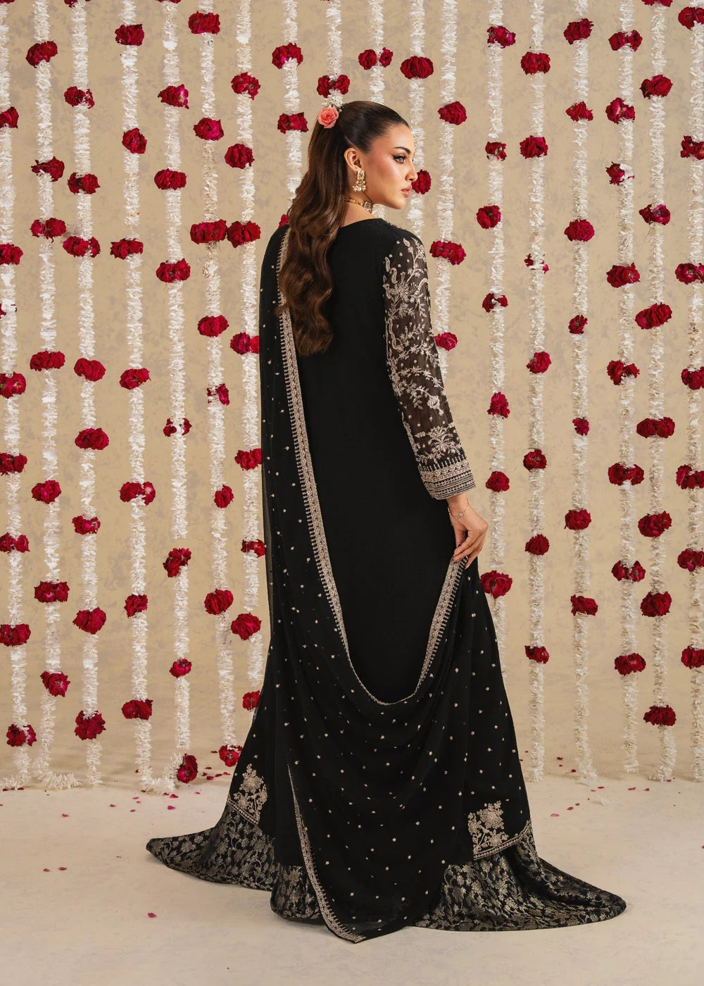 3-PC Chiffon Straight cut  Embroidered Pishwas Women's Dress