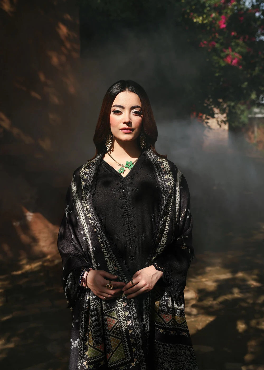 3PC Embroidered Shirt with Wool Dupatta Winter Wear Collection