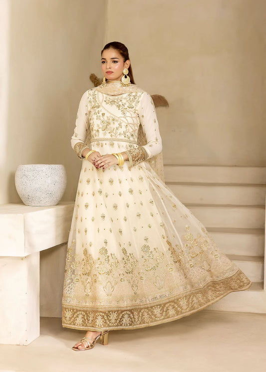 3PC Organza Embroidered Anarkali Frock with Organza Embroidered Dupatta