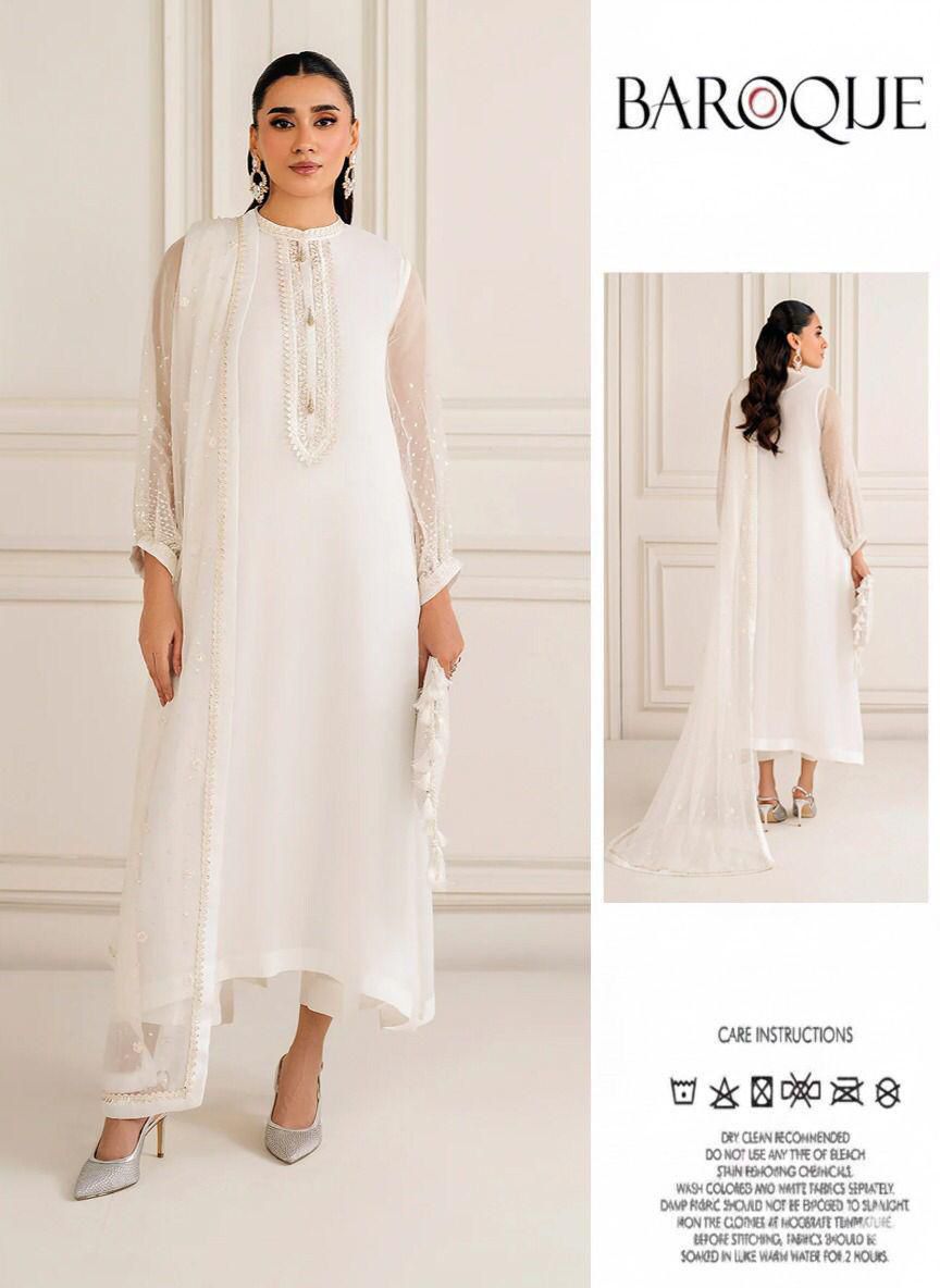 3PIECE Embroidered Chiffon Suit