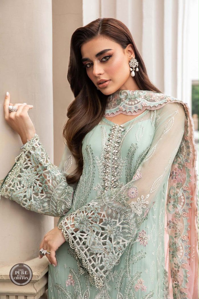 Maria B Couture Luxury Chiffon 3PC Suit - Heavy Spangle & Hand Embellished Formal Ensemble
