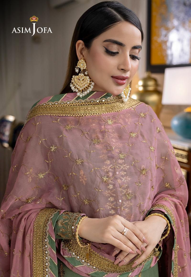Asim Jofa Premium Chiffon Ensemble - Heavy Embroidered Luxury 3PC Suit