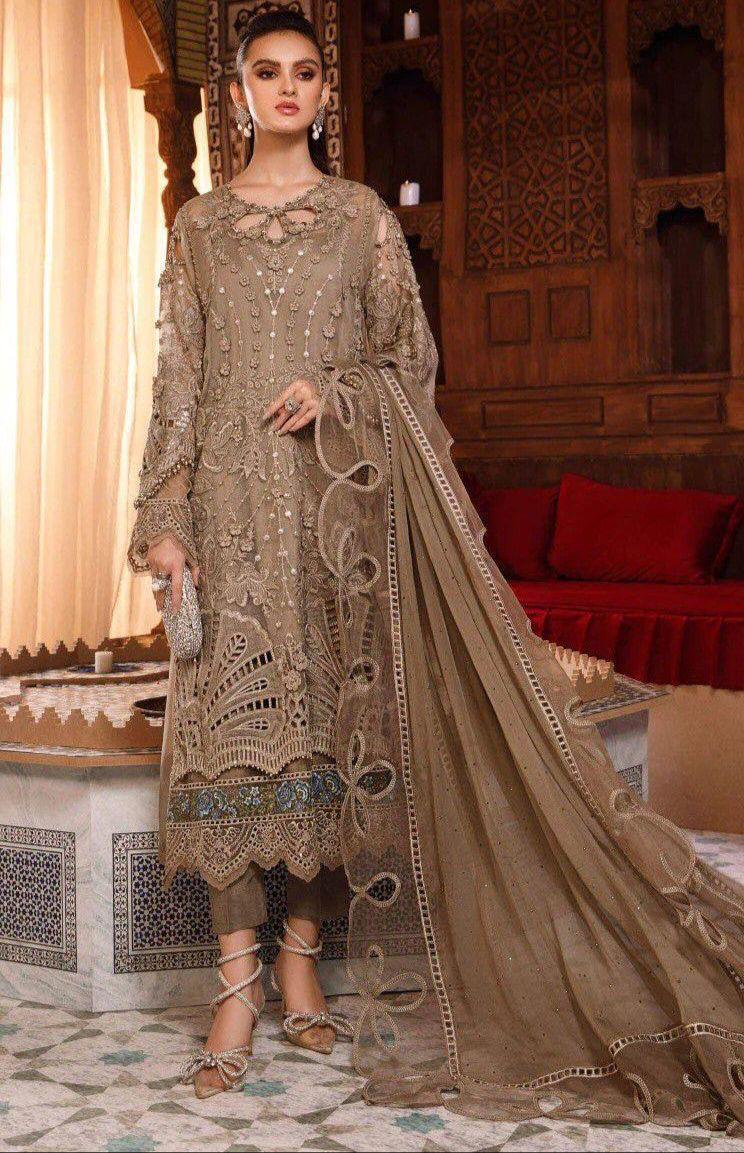 Premium Luxury Embroidered Organza 3PC Suit - Hand-Embellished Cutwork Ensemble