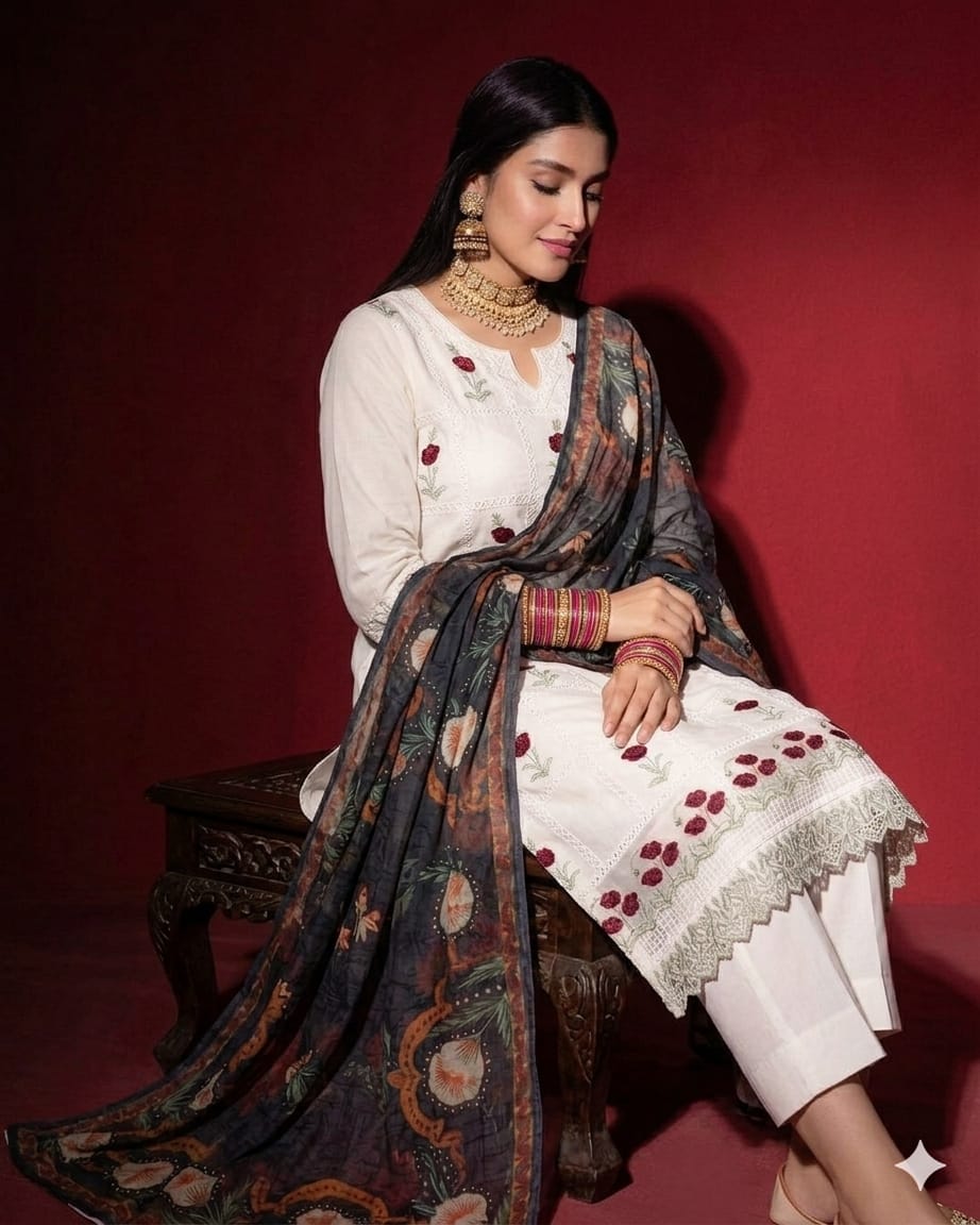 3PIECE Embroidered Summer Chikenkari Collection