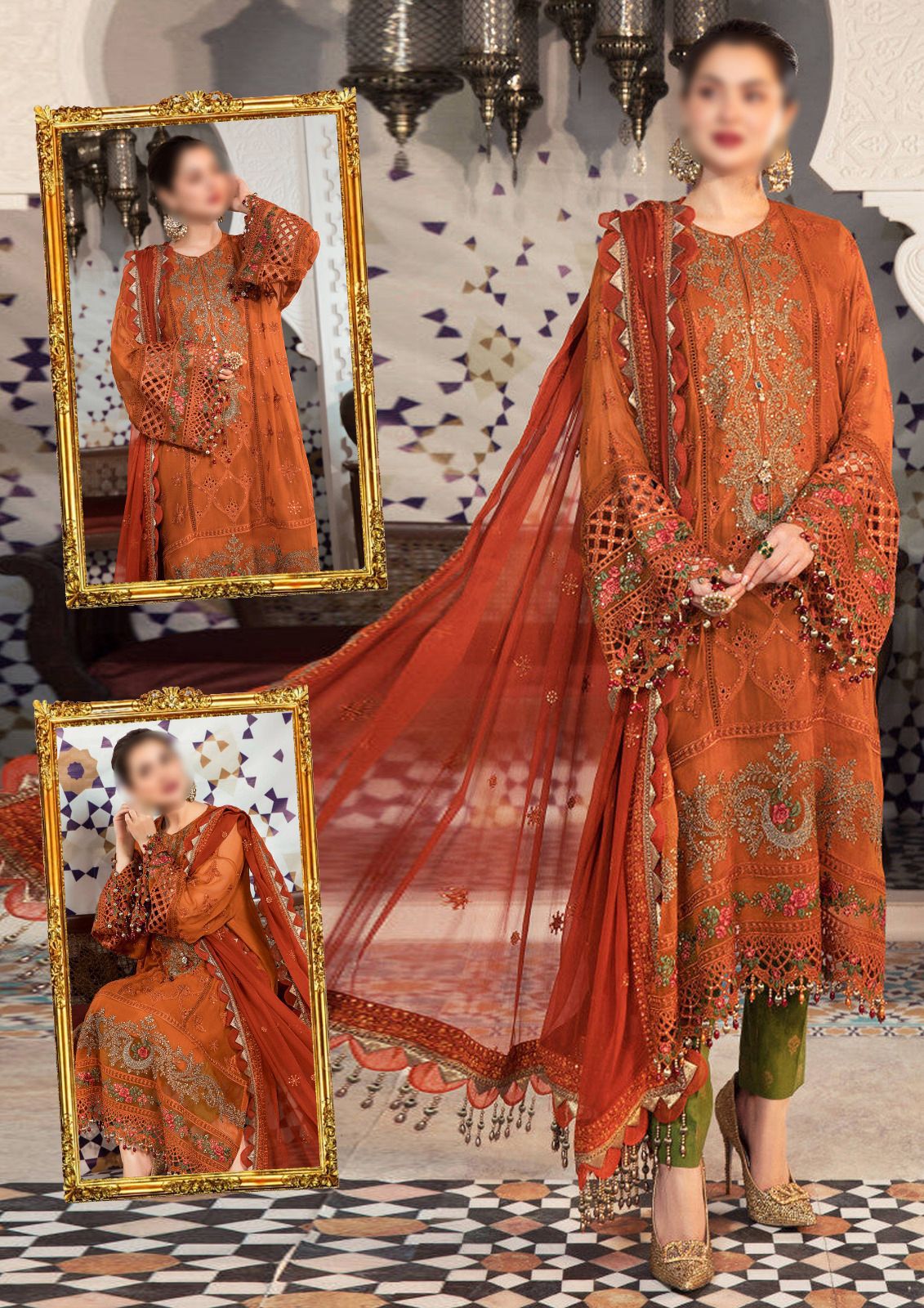 Maria B Luxury Chiffon 3PC Suit - Heavy Sequence Embroidered Ensemble