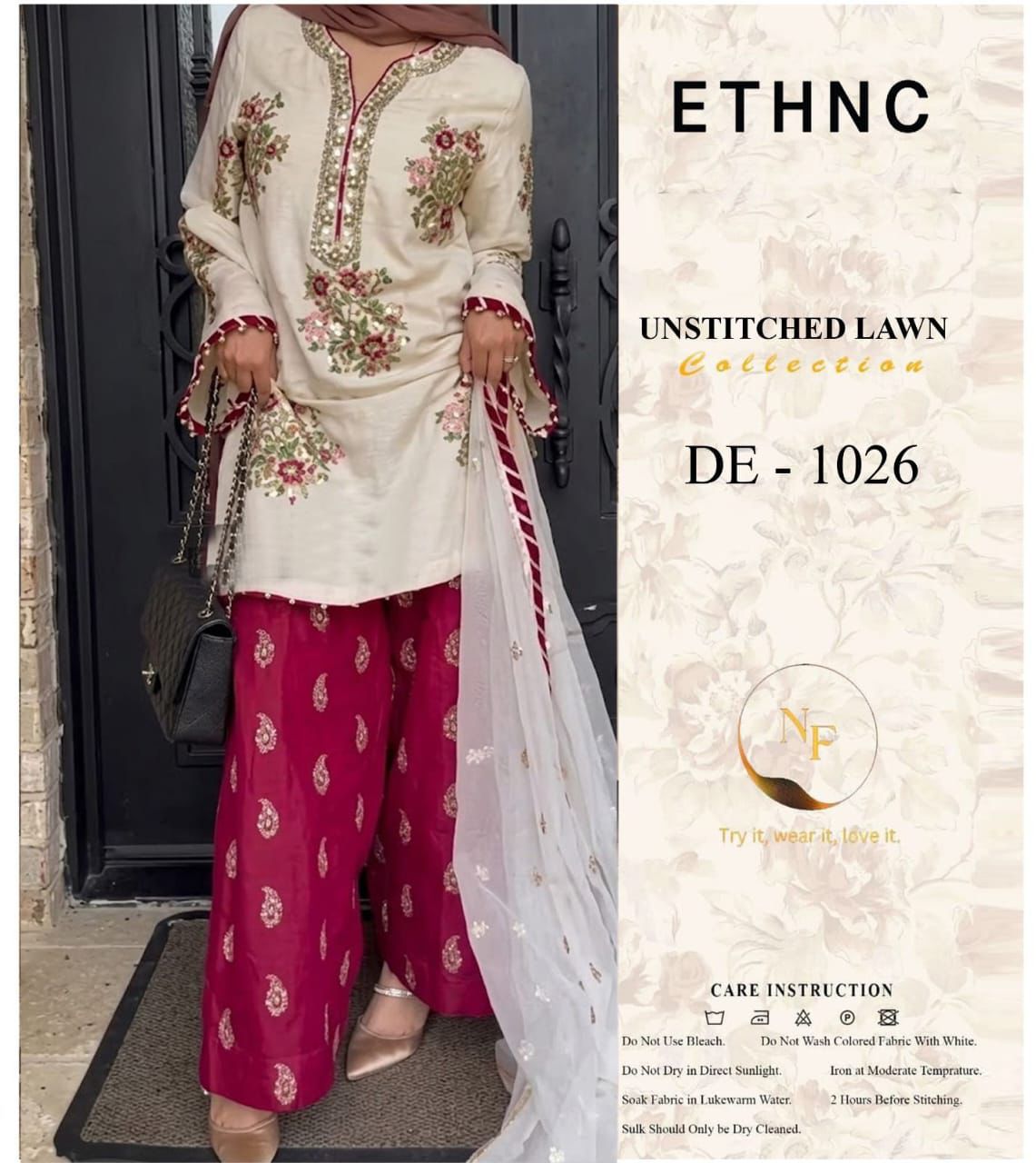 3PIECE Embroidered Summer Suit