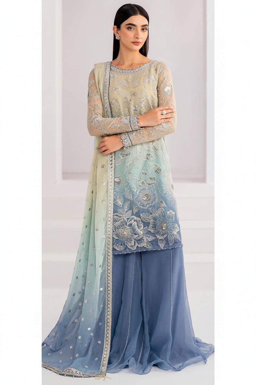 3PIECE Luxury Embroidered Chiffon Suit