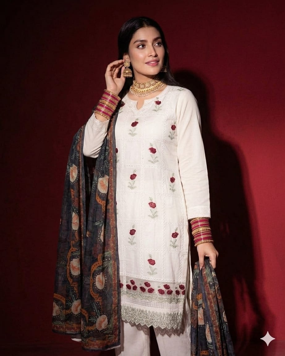 3PIECE Embroidered Summer Chikenkari Collection