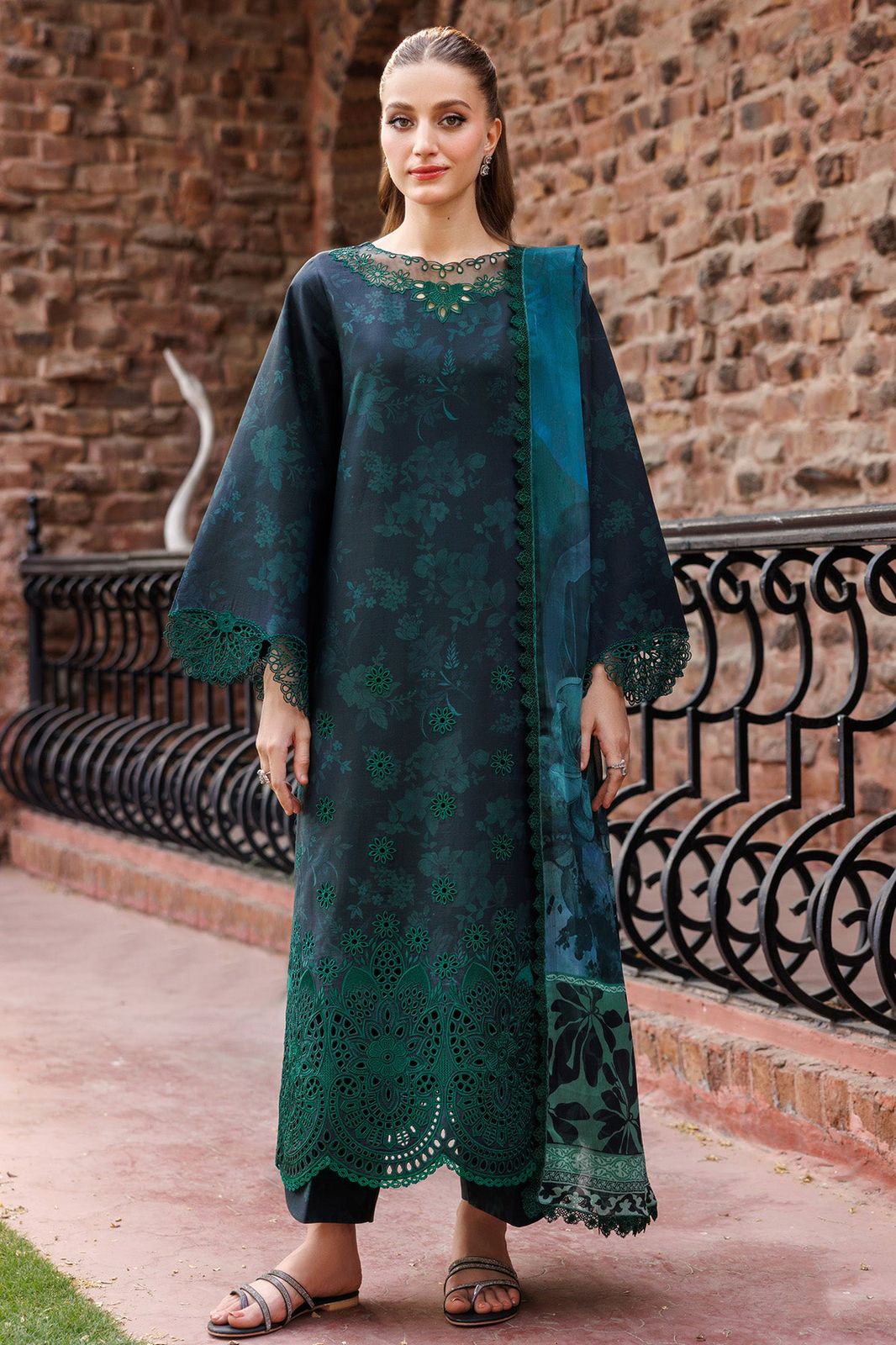 Farasha Premium Embroidered Lawn Suit 2026 - Chikankari Festive Ensemble