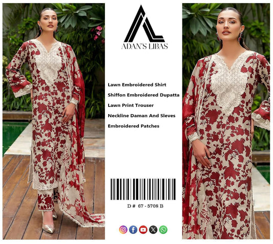 3PIECE Embroidered Summer Suit