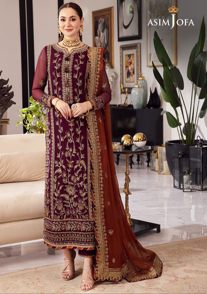 Asim Jofa Rang-e-Noor Premium Chiffon - Heavy Spangle Work 3PC Luxury Suit