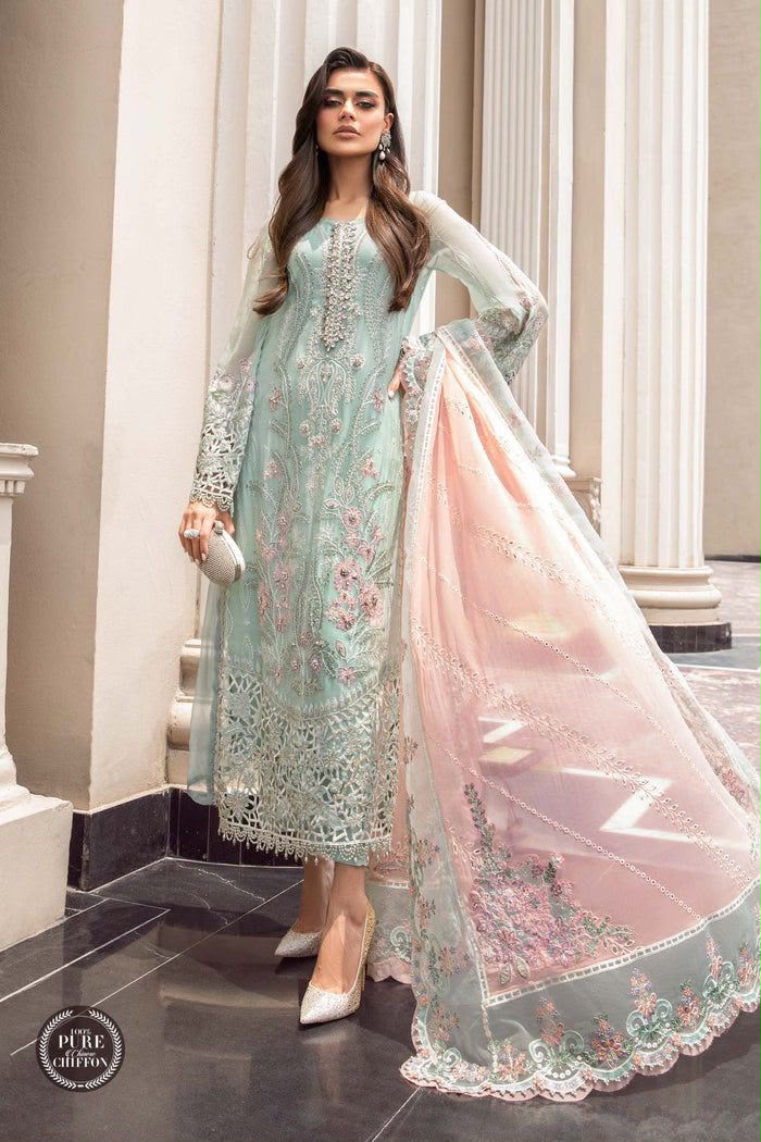 Maria B Couture Luxury Chiffon 3PC Suit - Heavy Spangle & Hand Embellished Formal Ensemble
