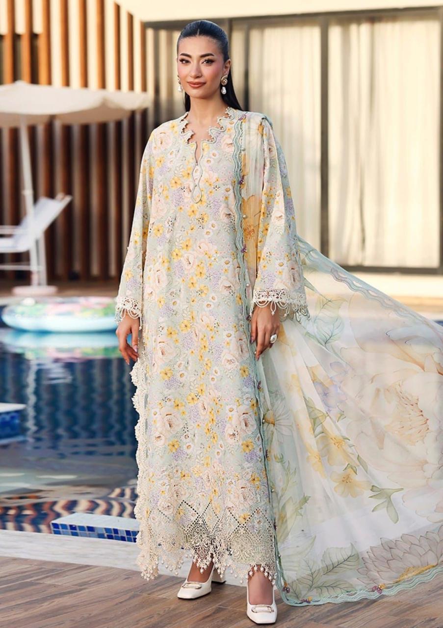 Maria B M Print Vol-02 - Scifflie Embroidered Lawn 3PC Suit in Two Different Colors