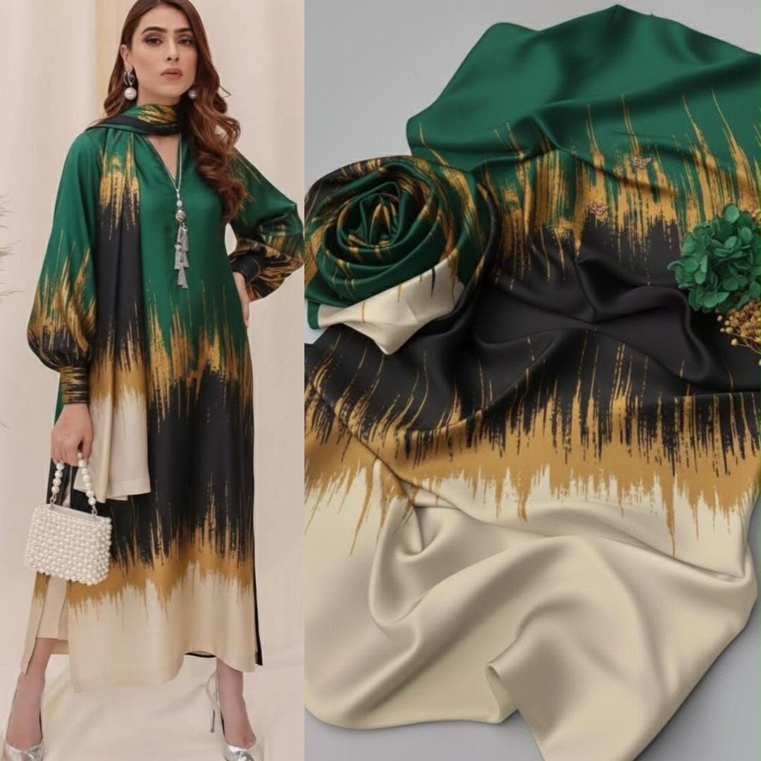 3PIECE Luxury Digtal printed Shamoz Silk