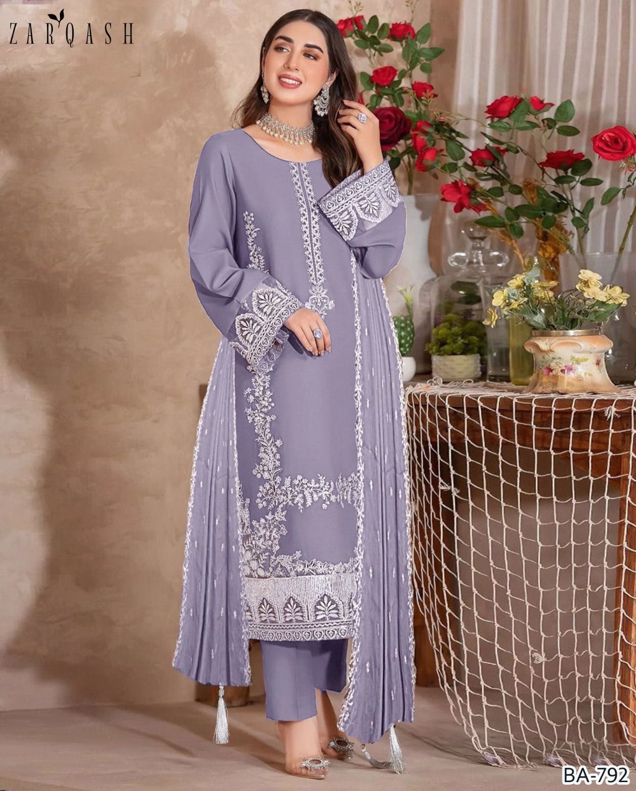 3PIECE Embroidered Summer Suit