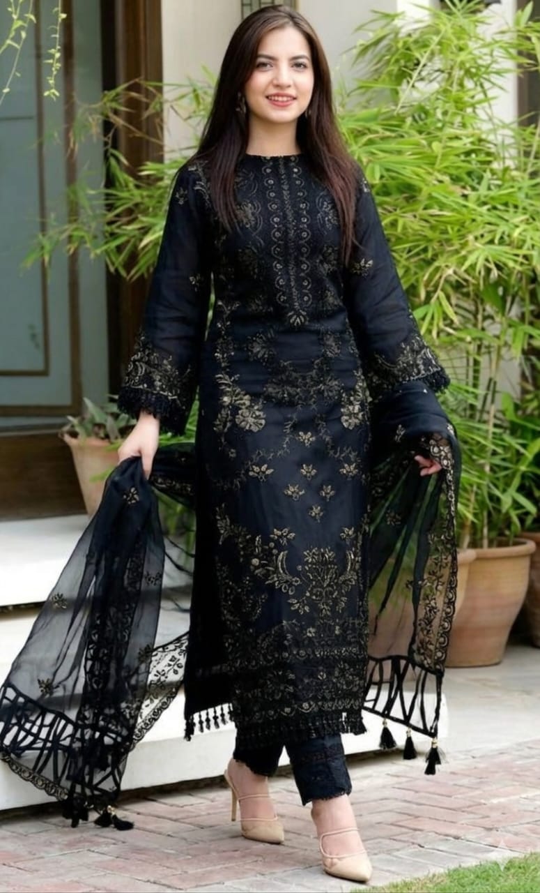 3PIECE Luxury Embroidered Collection With CHIFFON DUPATTA