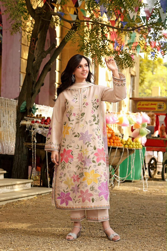 3PIECE Embroidered Summer Suit
