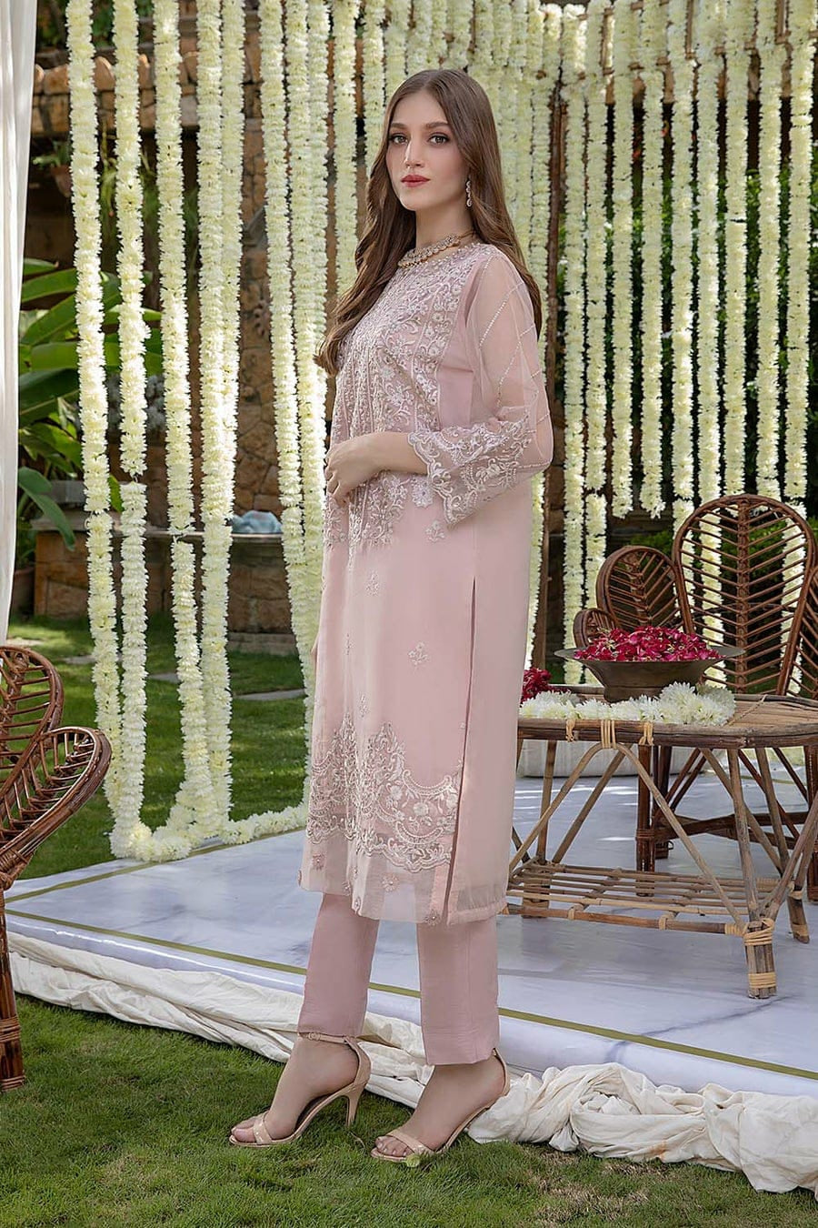 Azure Luxury Organza 2PC Suit - Heavy Sequence Embroidered Ensemble