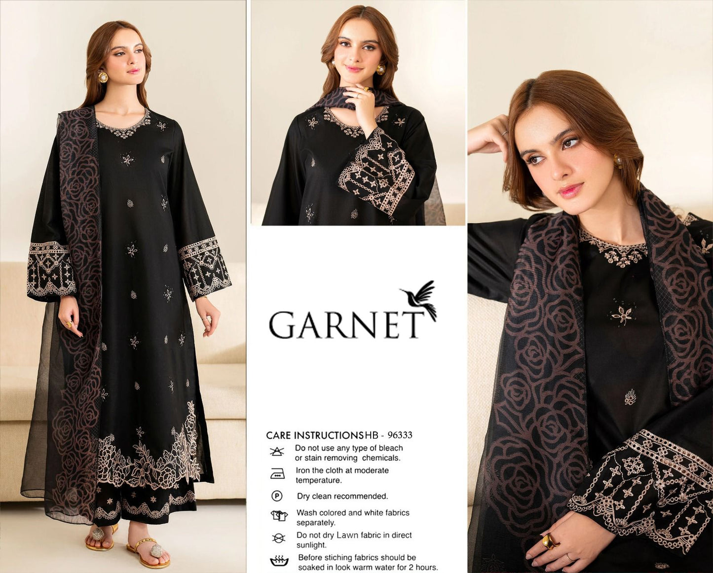 3 Piece Embroidered Summer Suit