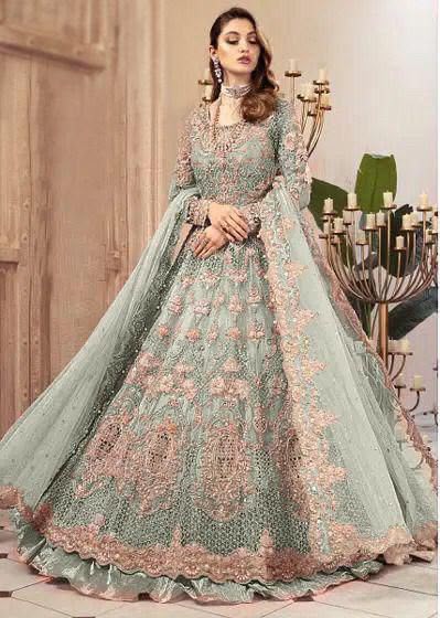 3PIECE Luxury Embroidered Net Maxi With Heavy Embroidered Sequence and Pearls Work