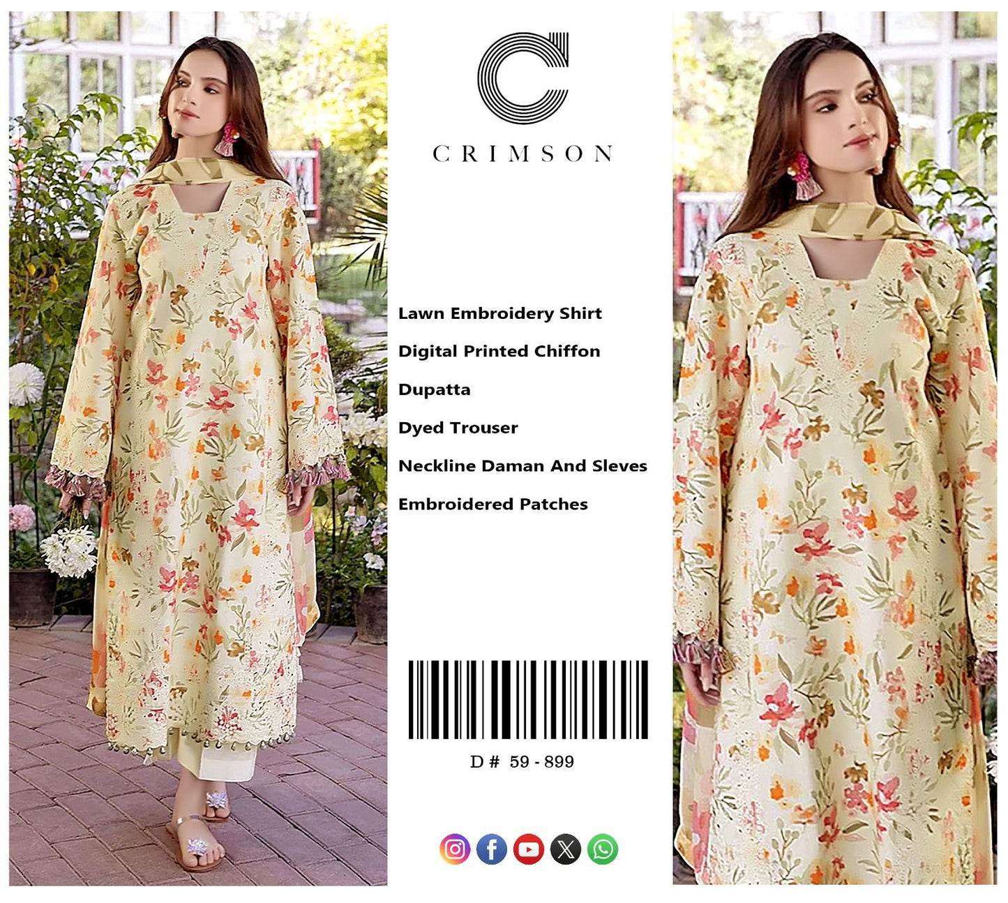 3PIECE EMBROIDERED SUMMER SUIT