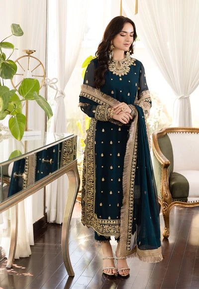 Asim Jofa Premium Chiffon Ensemble - Heavy Embroidered 3PC Luxury Suit in three Different colours