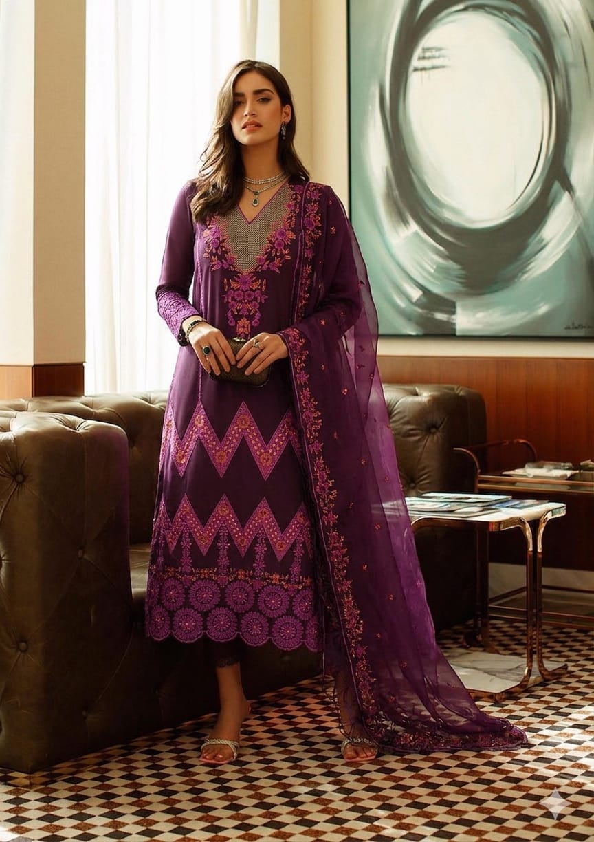 3PIECE Luxury Embroidered Chikenkari Summer Collection