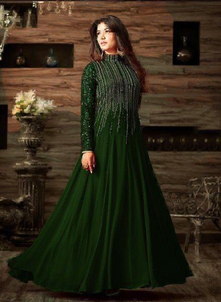 Indian Luxury Chiffon Maxi in Three Different Colors - Embroidered Formal Frock Ensemble