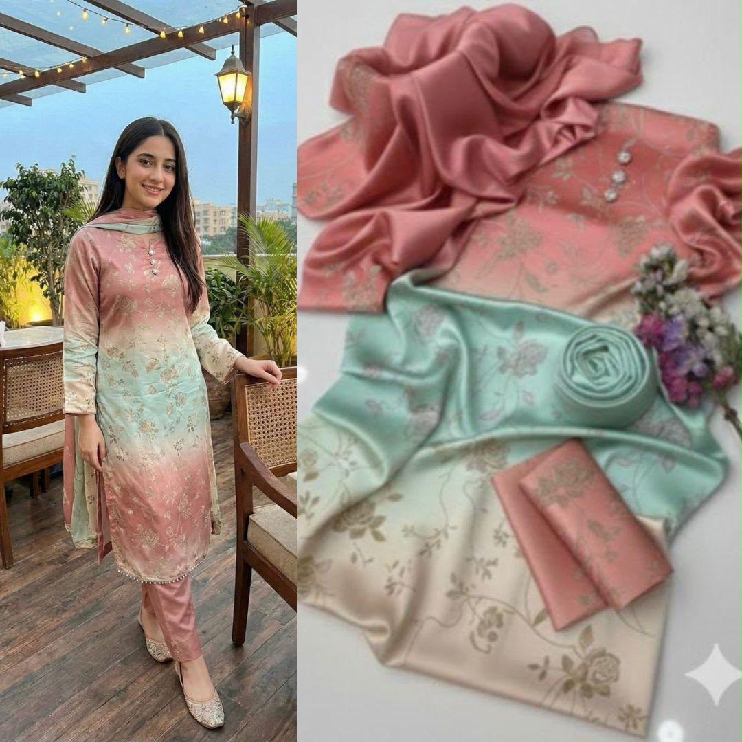 Premium Tie-N-Die Digital Printed 3PC Shamooz Silk Suit