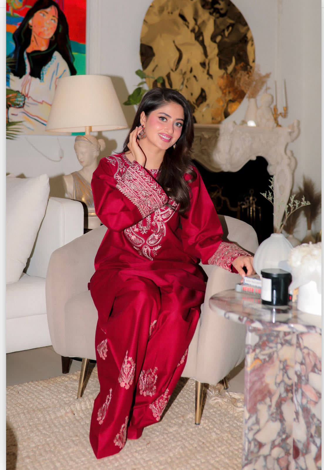 2PC Embroidered Summer Suit