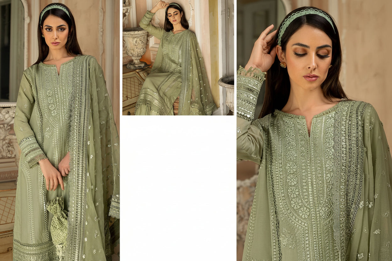 3PIECE Embroidered Summer Suit